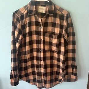 Abercrombie & Fitch Soft A&F Collection Plaid Button Up Black And Tan Women’s XS
